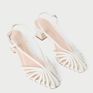 NEW & UNWORN Loeffler Randal - Priscilla Cream Heeled Sandal - Size 7.5